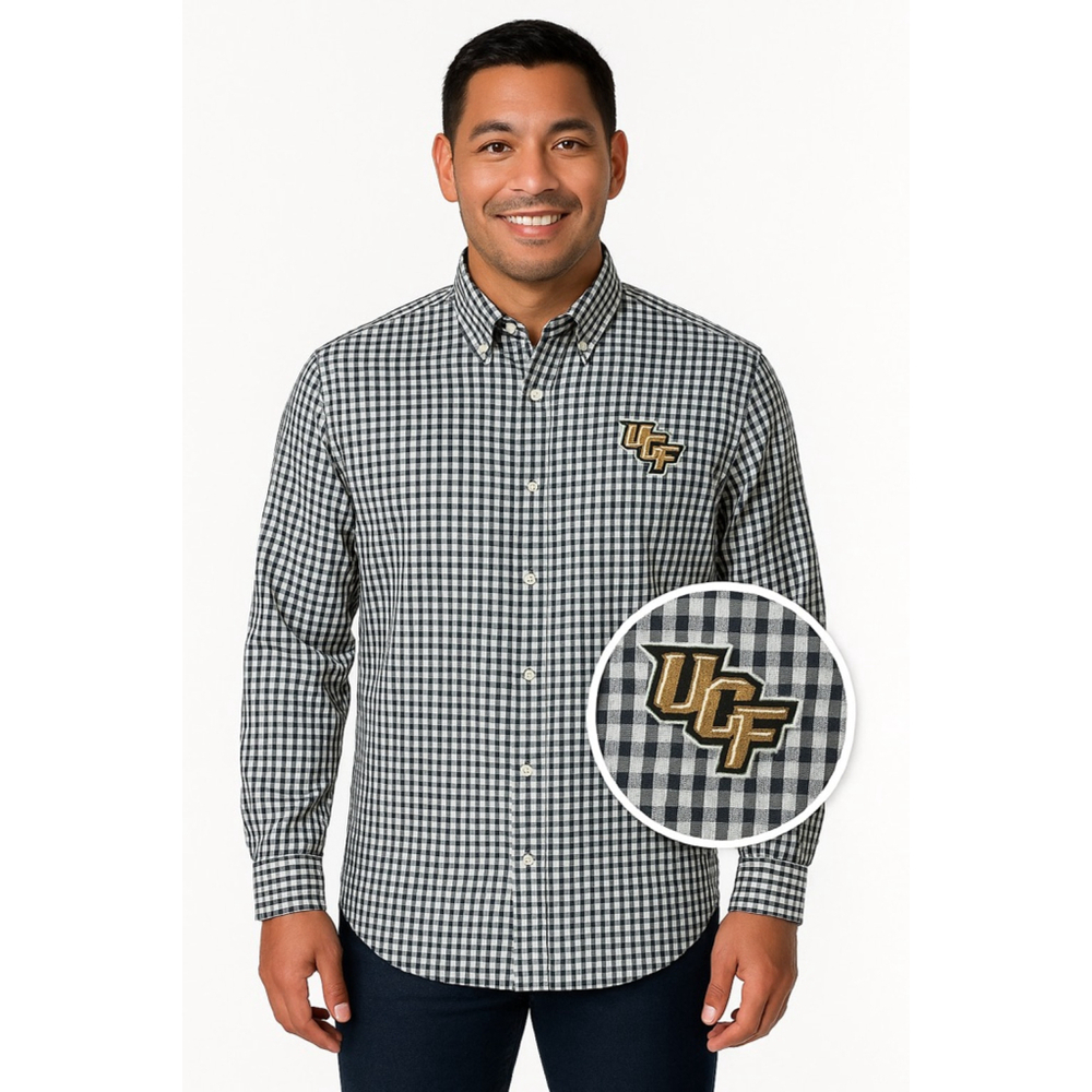 Antigua UCF Knights Checkered Button-Down Shirt - XL Black & White Gingham (NWOT